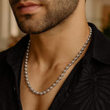 Sterling Silver Rhodium Plated Moon Cut Bead Chain (5.00 mm) thumbnail 6