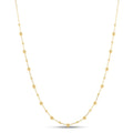 14K yellow gold beaded necklace strand with smooth round gold beads