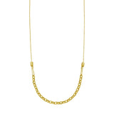 14K yellow gold adjustable rolo link necklace with round chain links thumbnail 1