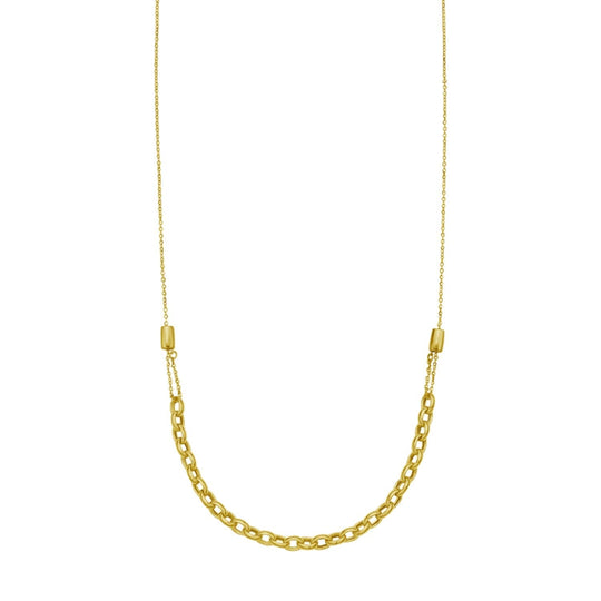 14K yellow gold adjustable rolo link necklace with round chain links