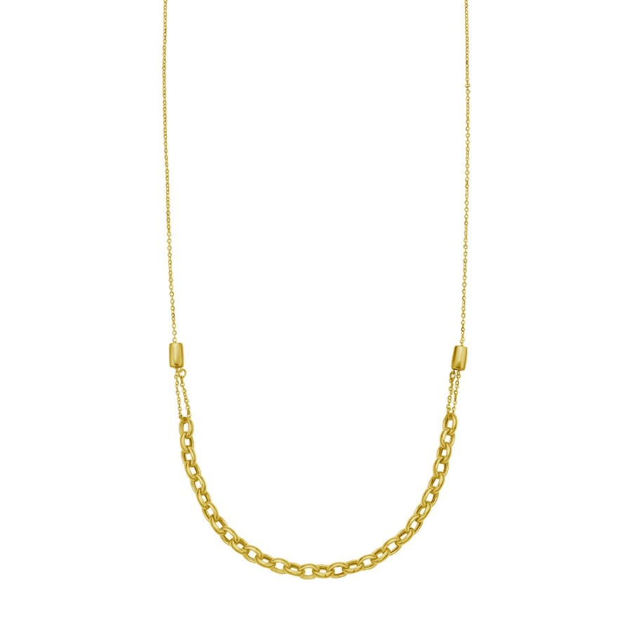 14K Yellow Gold Adjustable Rolo Link Necklace