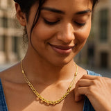14K Yellow Gold Adjustable Rolo Link Necklace thumbnail 5