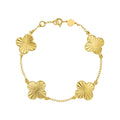 14K yellow gold clover link bracelet with flat connected four-leaf motifs