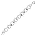 Rhodium plated sterling silver round link necklace with polished chain