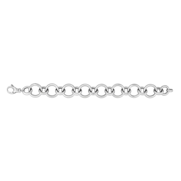 Sterling Silver Rhodium Plated Round Link Necklace