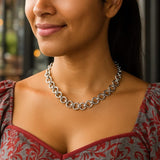 Sterling Silver Rhodium Plated Round Link Necklace thumbnail 6