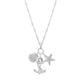 Sterling Silver Rhodium Plated Sea Life Charm Necklace thumbnail 1