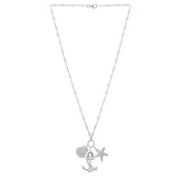 Sterling Silver Rhodium Plated Sea Life Charm Necklace