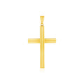 14K yellow gold polished cross pendant with no stones