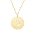 14K Yellow Gold Disc Initial D Pendant