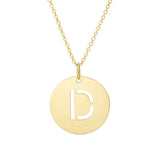 14K Yellow Gold Disc Initial D Pendant thumbnail 1