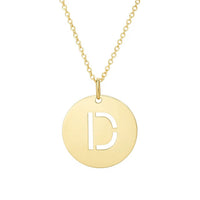 14K Yellow Gold Disc Initial D Pendant