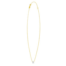 14K Yellow Gold Mini Diamond R Initial Pendant Necklace