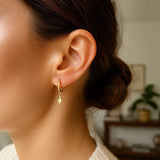 14K Yellow Gold Lighting Bolt Drop Hoop Earrings thumbnail 3