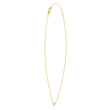 14K Yellow Gold Mini Diamond P Initial Pendant Necklace