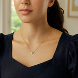14K Yellow Gold Mini Diamond P Initial Pendant Necklace thumbnail 4
