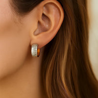 14k Two-Tone Gold Diamond Cut and Interlaced Style Hoop Earrings