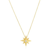 14K yellow gold high polish North Star pendant necklace thumbnail 1