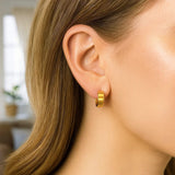 Small Tube Shaped Hoop Earrings in 14K Yellow Gold thumbnail 4