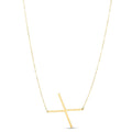 14K yellow gold initial X necklace pendant with polished finish