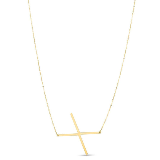 14K yellow gold initial X necklace pendant with polished finish