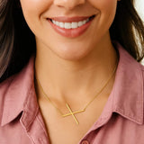 14K Yellow Gold Yours Truly Large Initial X Necklace thumbnail 3