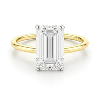 3 Carat Emerald Lab Grown IGI G/VS1 Diamond Solitaire Ring in 14K Yellow Gold