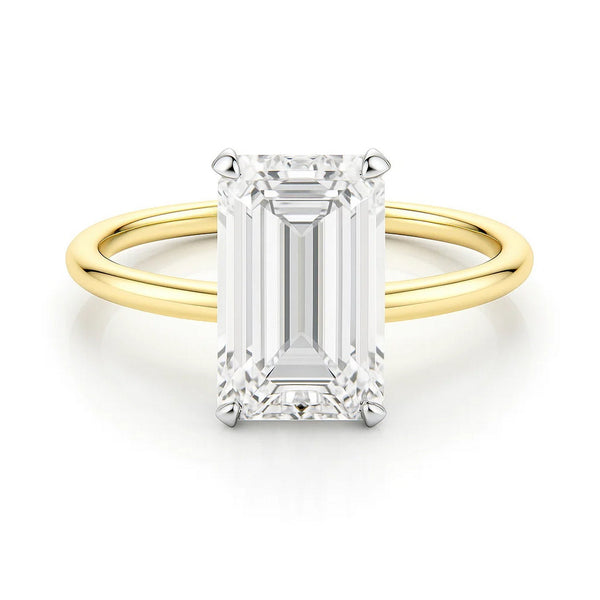3 Carat Emerald Lab Grown IGI G/VS1 Diamond Solitaire Ring in 14K Yellow Gold
