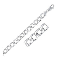 Rhodium Plated 8.4mm Sterling Silver Curb Style Bracelet