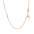 14K rose gold box chain, 0.85 mm adjustable link pattern