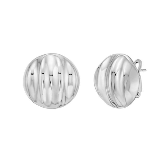 925 sterling silver sculpted domed disc stud earrings with polished finish
