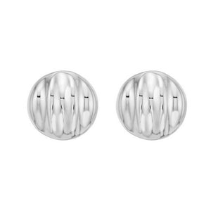 Sterling Silver Sculpted Domed Disc Stud Earrings