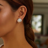 Sterling Silver Sculpted Domed Disc Stud Earrings thumbnail 3
