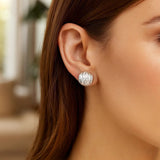 Sterling Silver Sculpted Domed Disc Stud Earrings thumbnail 4
