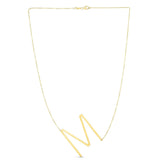 14K Yellow Gold Yours Truly Large Initial M Necklace thumbnail 2