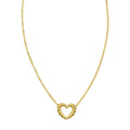14K yellow gold open heart necklace with braided heart-shape pendant