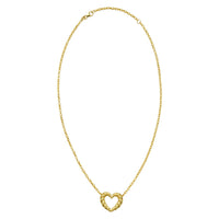 14K Yellow Gold Braided Open Heart Necklace