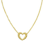 14K Yellow Gold Braided Open Heart Necklace thumbnail 3
