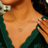 14K Yellow Gold Braided Open Heart Necklace thumbnail 4