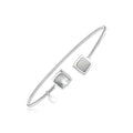 925 sterling silver bangle with pear mother of pearl square stones
