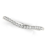 14K white gold ring with curved row of round diamond stones thumbnail 1
