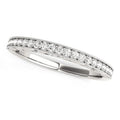 14K white gold ring with round diamond stones and milgrain border