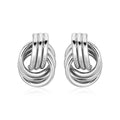 Polished sterling silver love knot earrings with interlocking rings