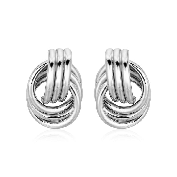 Polished Love Knot Earrings with Interlocking Rings in Sterling Silver(15mm)