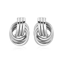 Polished Love Knot Earrings with Interlocking Rings in Sterling Silver(15mm)