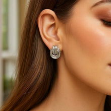 Polished Love Knot Earrings with Interlocking Rings in Sterling Silver(15mm)