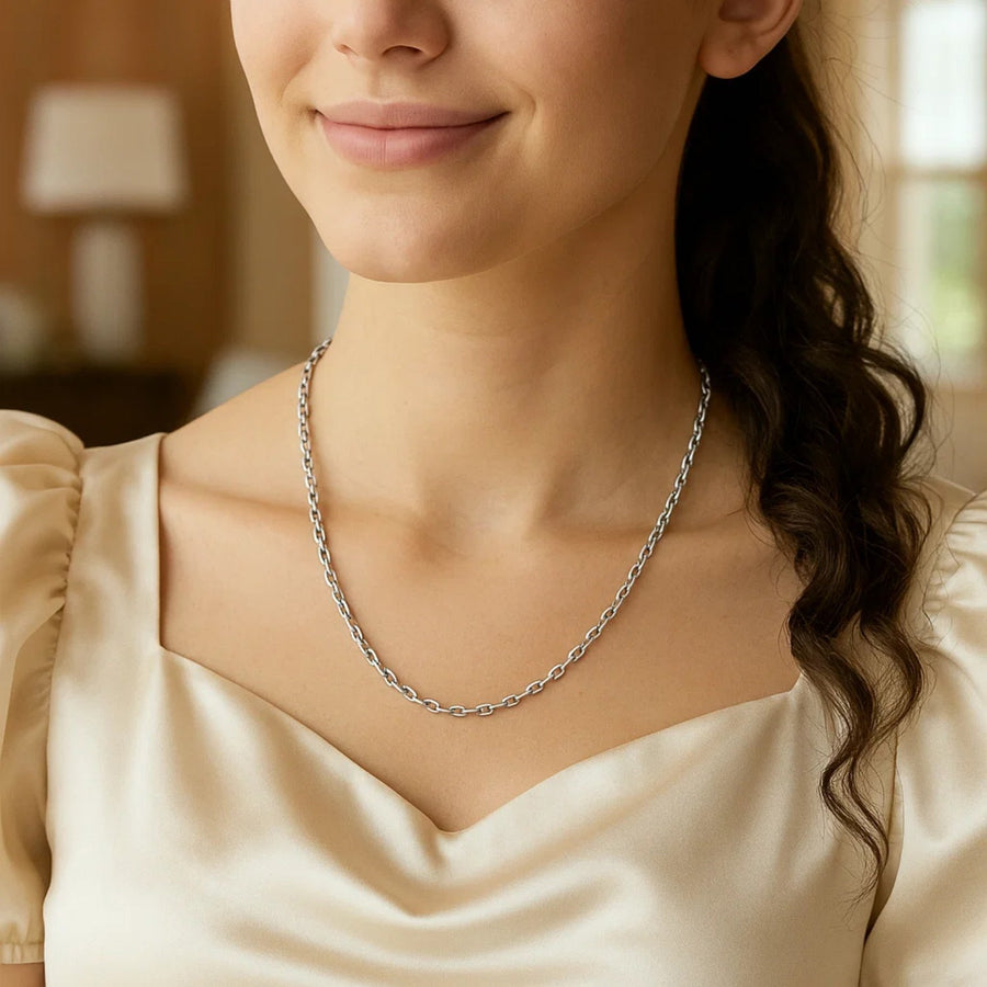 Sterling Silver Rhodium Plated French Cable Chain (2.80 mm)