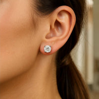 Sterling Silver 8.0mm Round CZ Stud Earrings