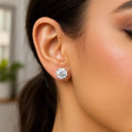 925 sterling silver studs with 2 round cubic zirconia stones
