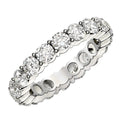 14K white gold eternity ring with round diamond stones set around the band